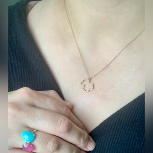Authentic Tous $499 18K gold silueta necklace bear